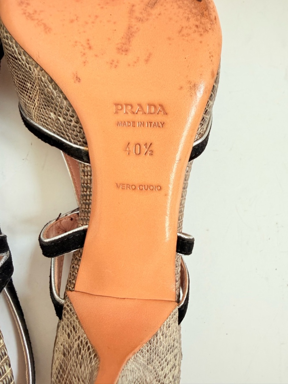 Vintage Prada Snakeskin Suede leather trim Slingback pointed toe Heels EU 40.5 - Picture 10 of 10
